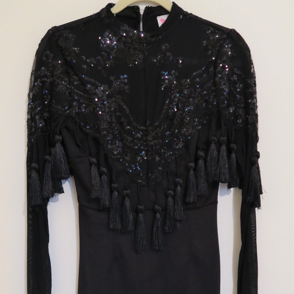 Beautiful l'Atelier black tassel bodycon dress